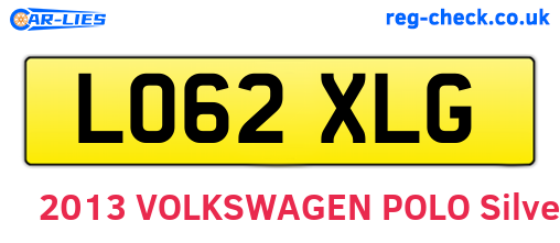 LO62XLG are the vehicle registration plates.