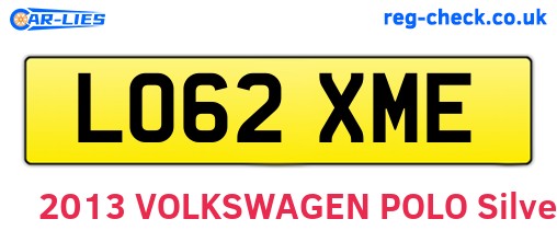 LO62XME are the vehicle registration plates.