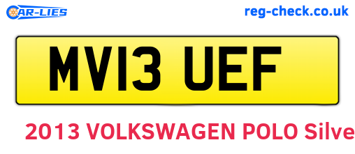 MV13UEF are the vehicle registration plates.
