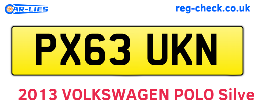 PX63UKN are the vehicle registration plates.