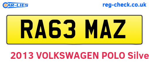 RA63MAZ are the vehicle registration plates.