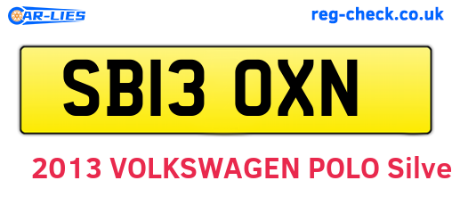 SB13OXN are the vehicle registration plates.