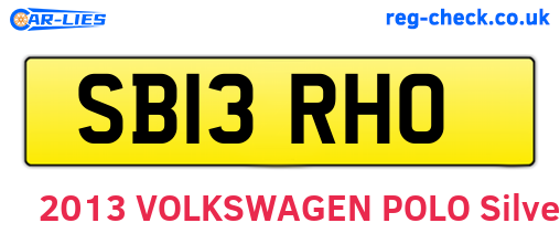SB13RHO are the vehicle registration plates.