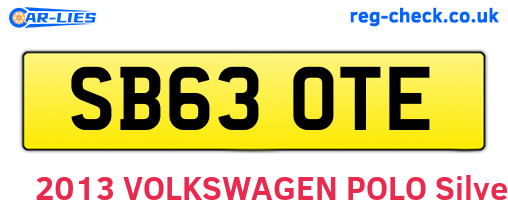 SB63OTE are the vehicle registration plates.
