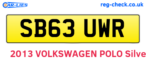 SB63UWR are the vehicle registration plates.