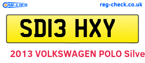 SD13HXY are the vehicle registration plates.