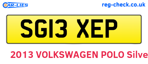 SG13XEP are the vehicle registration plates.