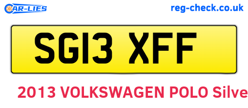 SG13XFF are the vehicle registration plates.