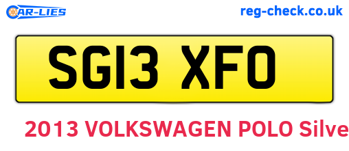 SG13XFO are the vehicle registration plates.