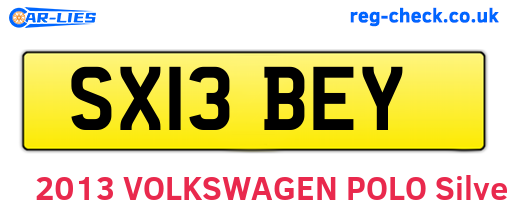 SX13BEY are the vehicle registration plates.