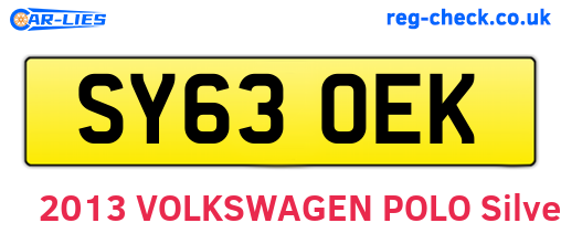 SY63OEK are the vehicle registration plates.