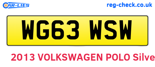 WG63WSW are the vehicle registration plates.