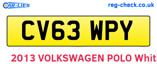 CV63WPY are the vehicle registration plates.