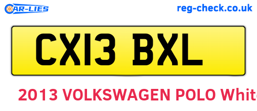 CX13BXL are the vehicle registration plates.