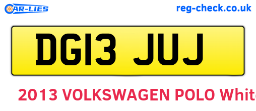 DG13JUJ are the vehicle registration plates.