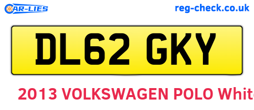 DL62GKY are the vehicle registration plates.