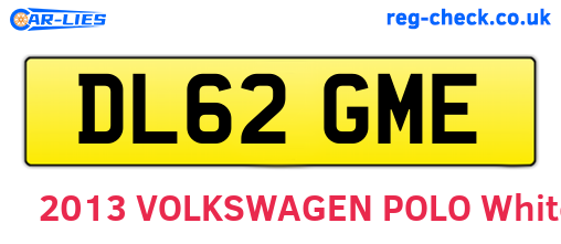 DL62GME are the vehicle registration plates.