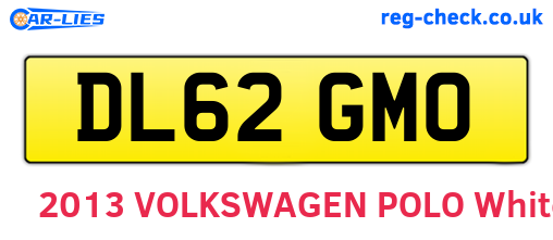 DL62GMO are the vehicle registration plates.