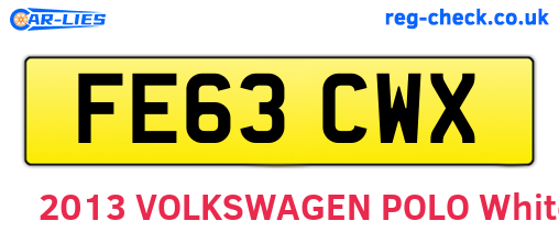 FE63CWX are the vehicle registration plates.