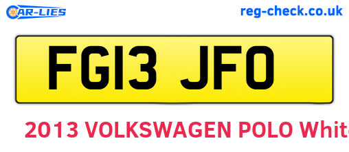 FG13JFO are the vehicle registration plates.