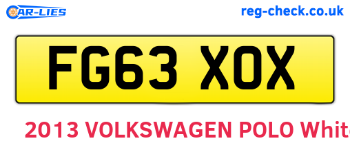 FG63XOX are the vehicle registration plates.