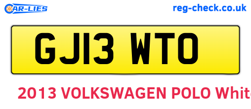 GJ13WTO are the vehicle registration plates.