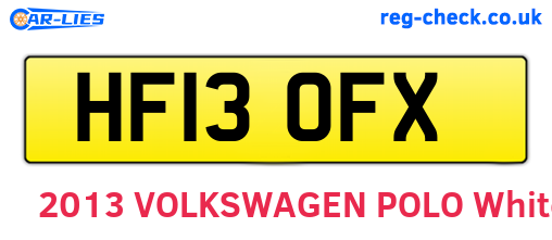 HF13OFX are the vehicle registration plates.