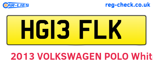 HG13FLK are the vehicle registration plates.