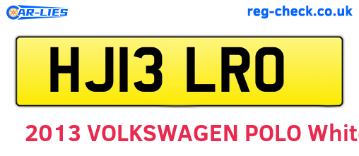 HJ13LRO are the vehicle registration plates.