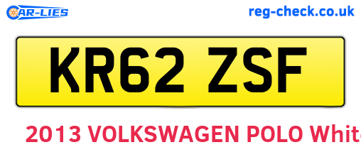 KR62ZSF are the vehicle registration plates.