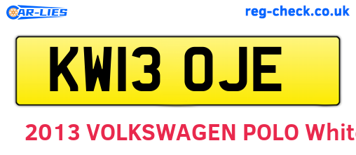 KW13OJE are the vehicle registration plates.