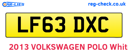 LF63DXC are the vehicle registration plates.