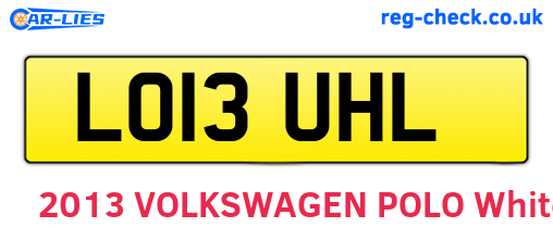 LO13UHL are the vehicle registration plates.
