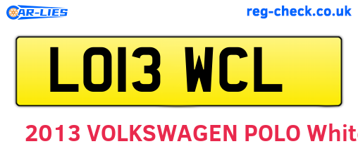 LO13WCL are the vehicle registration plates.