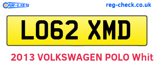 LO62XMD are the vehicle registration plates.