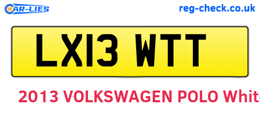 LX13WTT are the vehicle registration plates.
