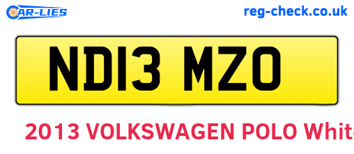ND13MZO are the vehicle registration plates.