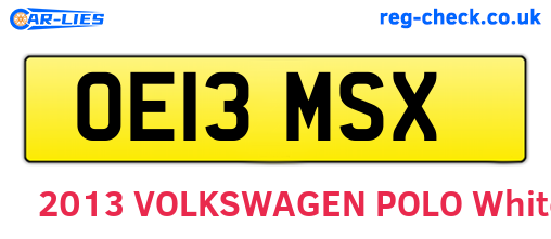 OE13MSX are the vehicle registration plates.