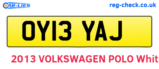OY13YAJ are the vehicle registration plates.
