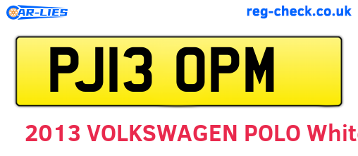 PJ13OPM are the vehicle registration plates.