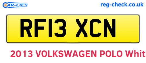 RF13XCN are the vehicle registration plates.