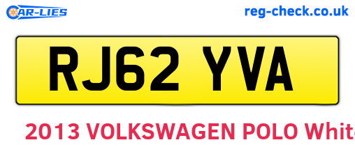 RJ62YVA are the vehicle registration plates.