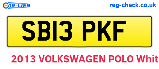 SB13PKF are the vehicle registration plates.