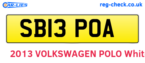 SB13POA are the vehicle registration plates.