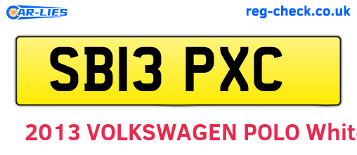 SB13PXC are the vehicle registration plates.