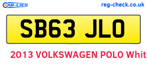 SB63JLO are the vehicle registration plates.