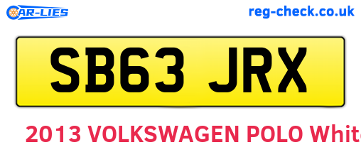 SB63JRX are the vehicle registration plates.