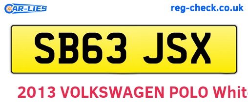SB63JSX are the vehicle registration plates.