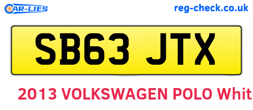 SB63JTX are the vehicle registration plates.
