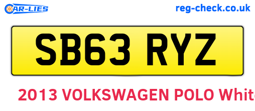 SB63RYZ are the vehicle registration plates.